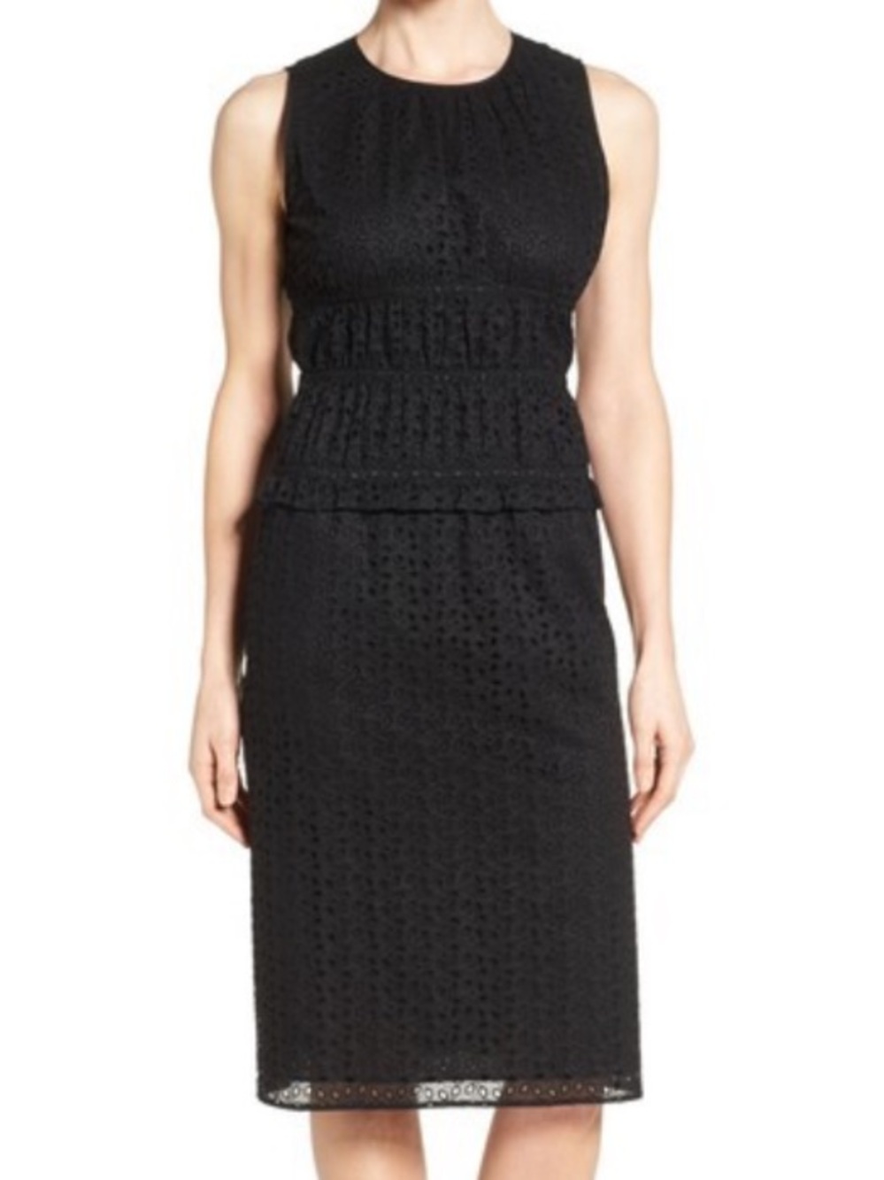 Classiques Entier Black Eyelet Shift Dress Sz 6